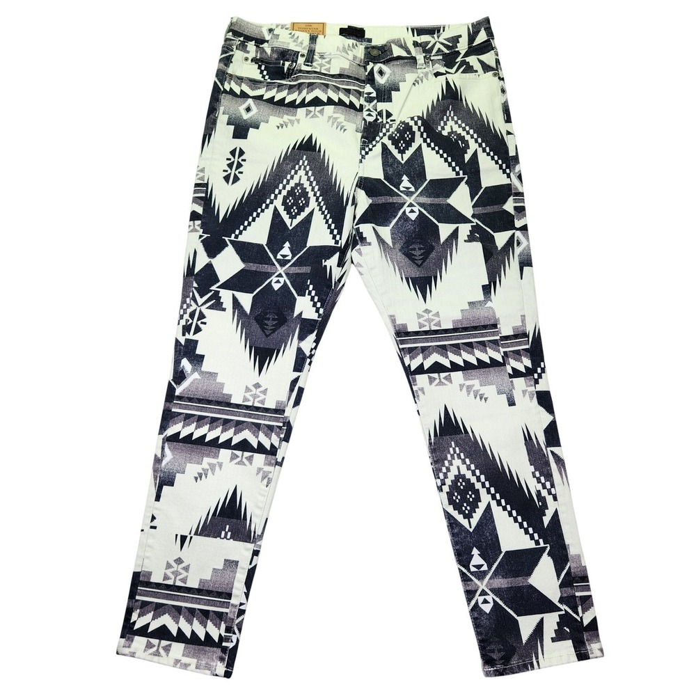 Polo Ralph Lauren Tompkins Skinny High Rise Ankle Jeans Geometric Print 36 NWT‎